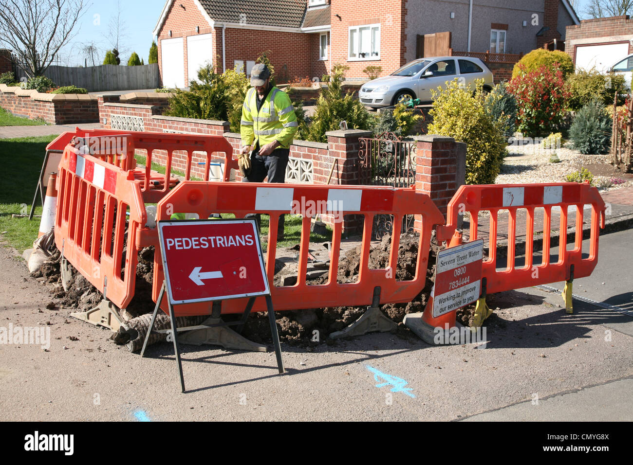sewer works in hathern a village in leicestershire Stock Photo