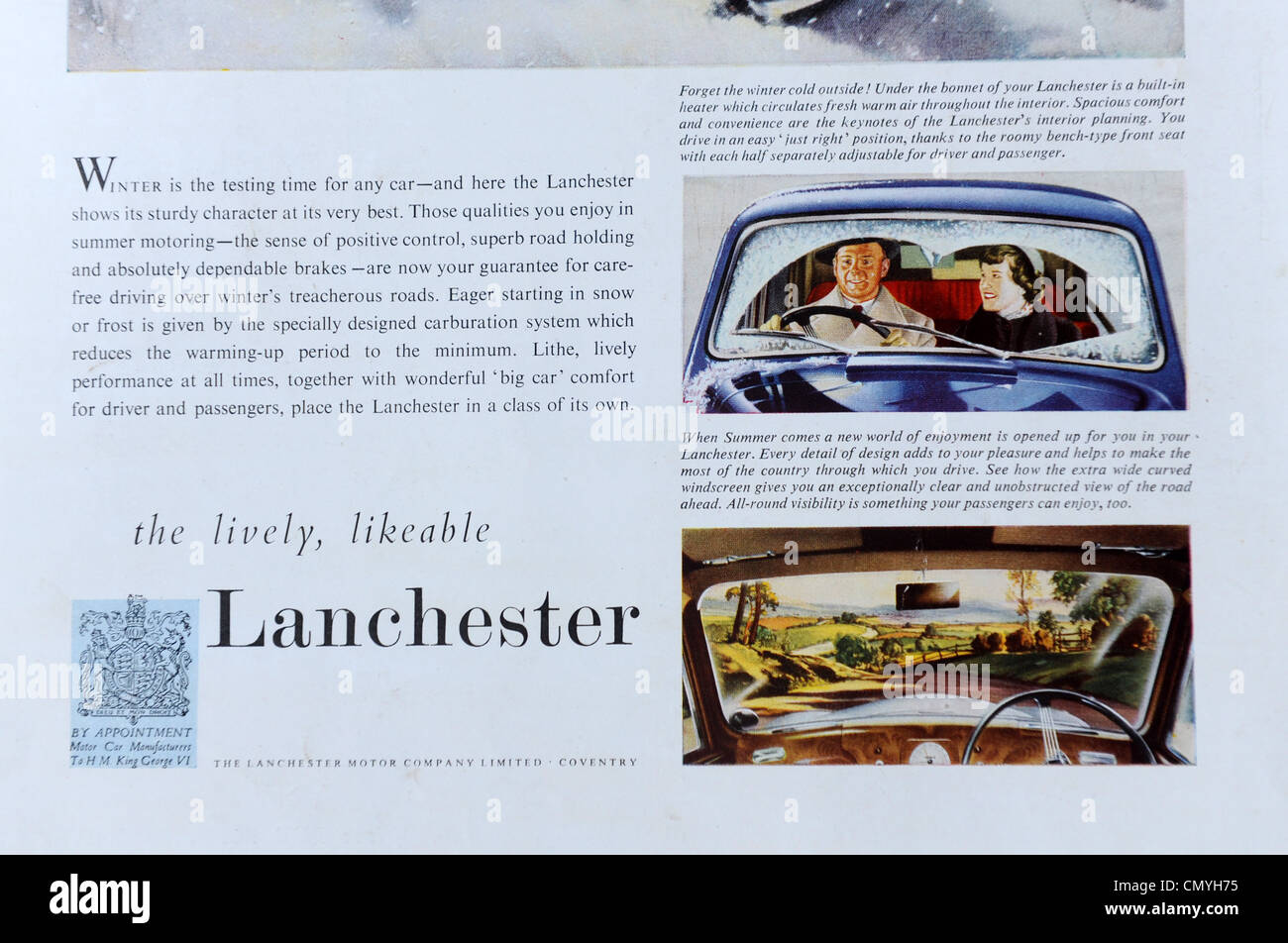 Lanchester car advert in The Illustrated London News 23/2/52 Stock Photo