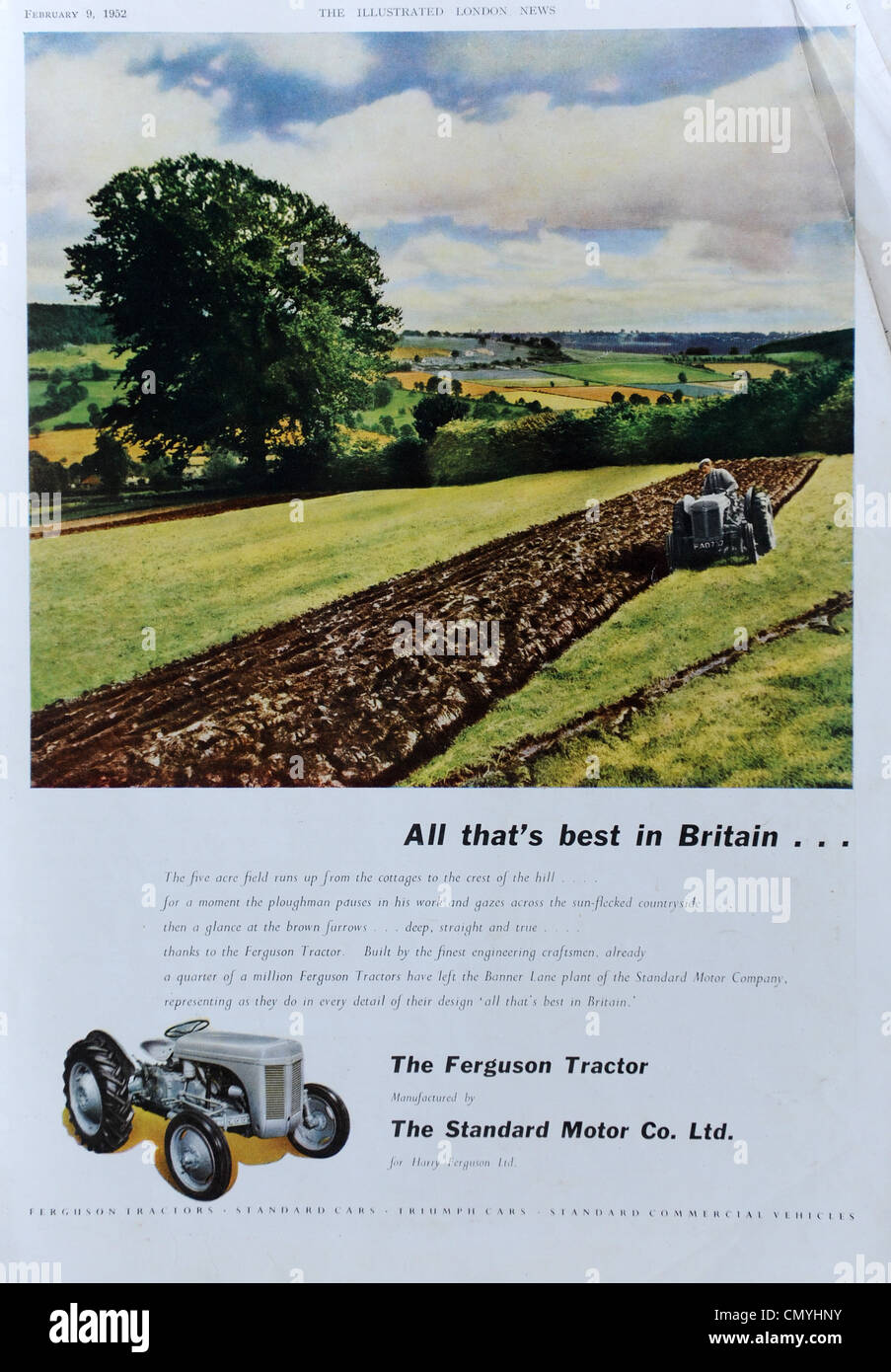 Ferguson Tractor advert in The Illustrated London News 23/2/52 Stock Photo