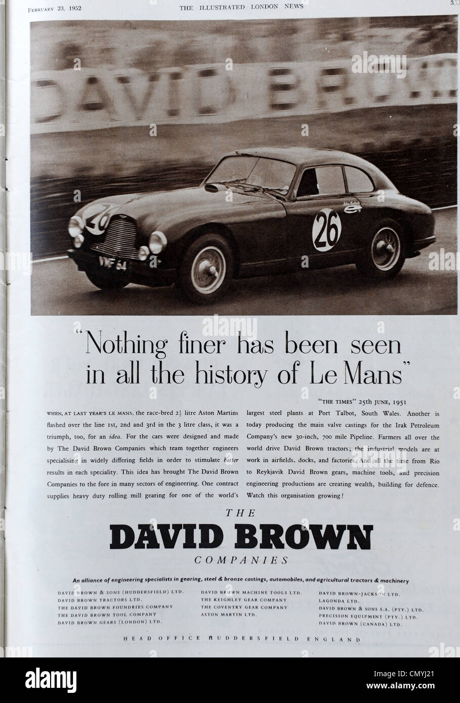 Aston Martin advert in The Illustrated London News 23/2/52 Stock Photo