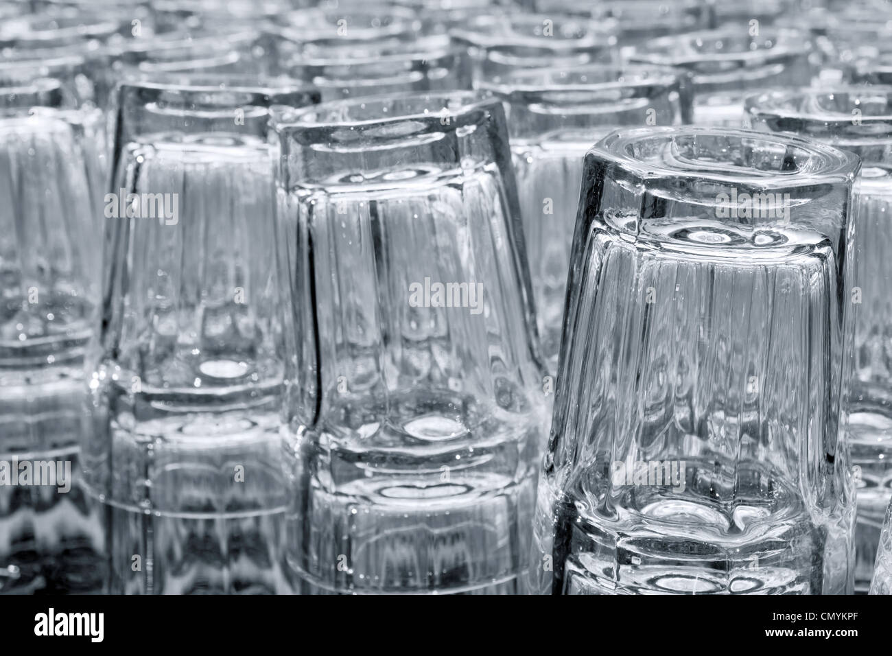 drinking glasses in rows Stock Photo