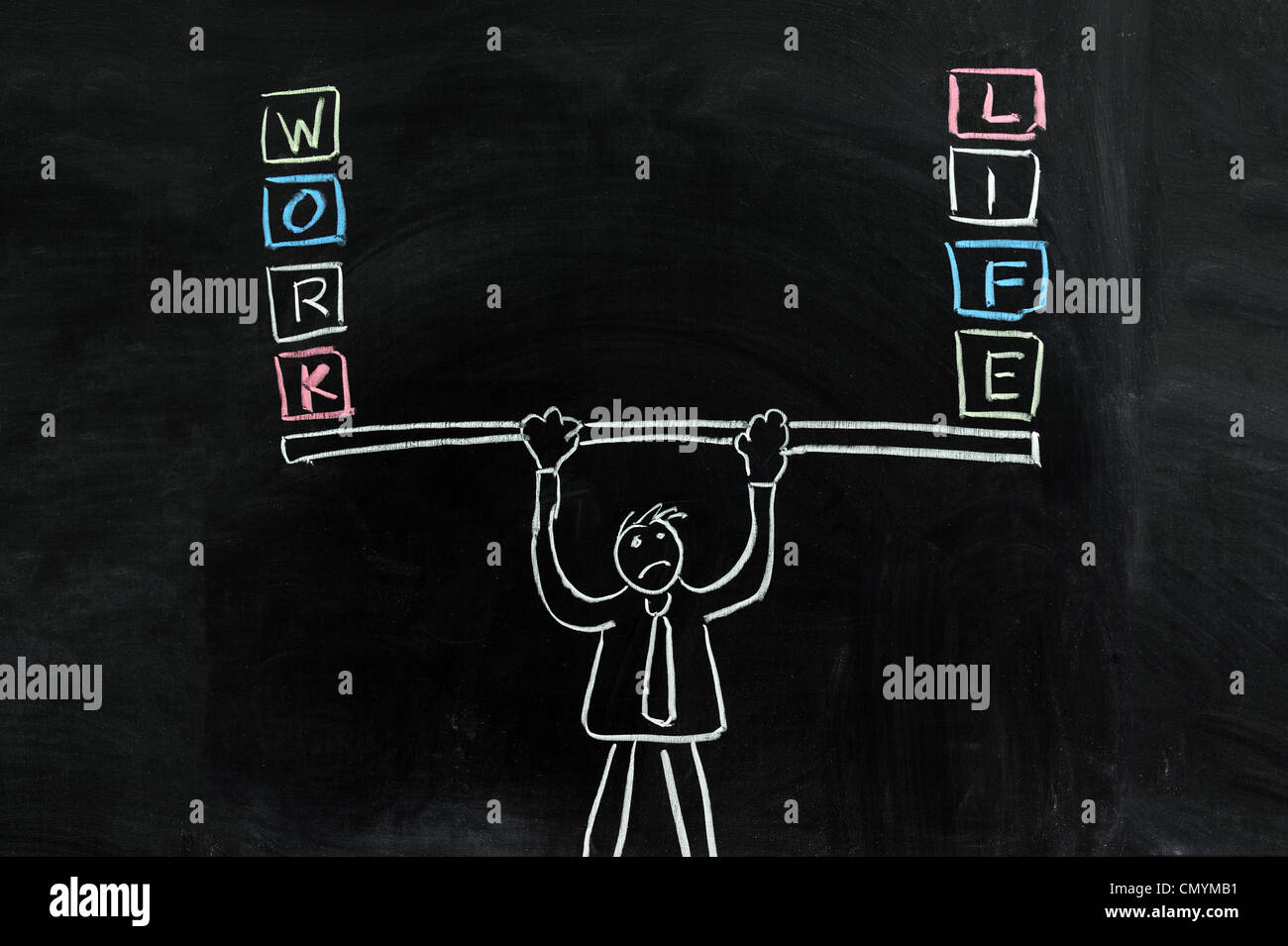 Chalk drawing - Balance between work and life Stock Photo