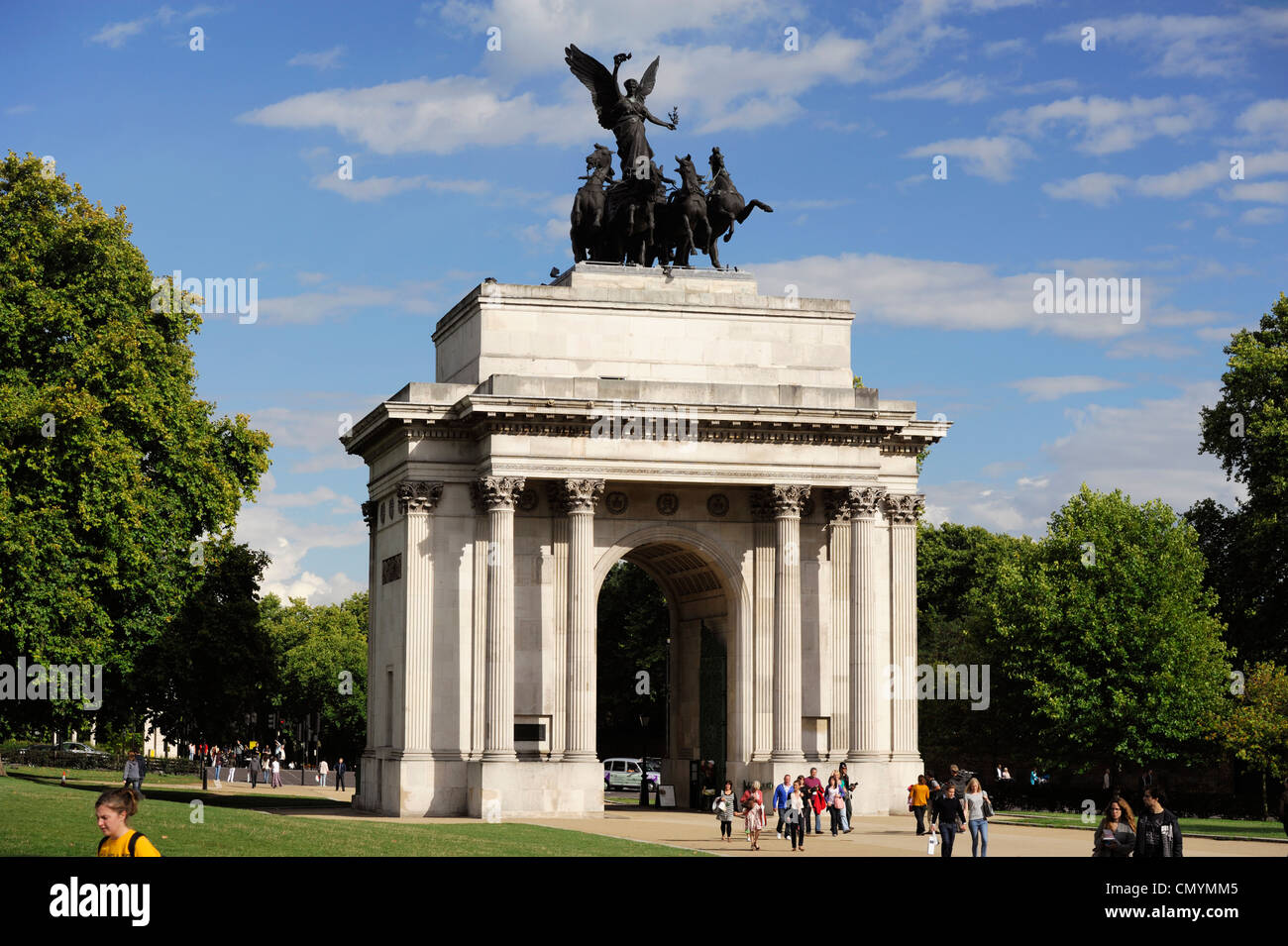 United Kingdom, London, Hyde Park Corner, Wellington Arch is a Triumphal Arch commissioned by King George IV in 1825 to Stock Photo