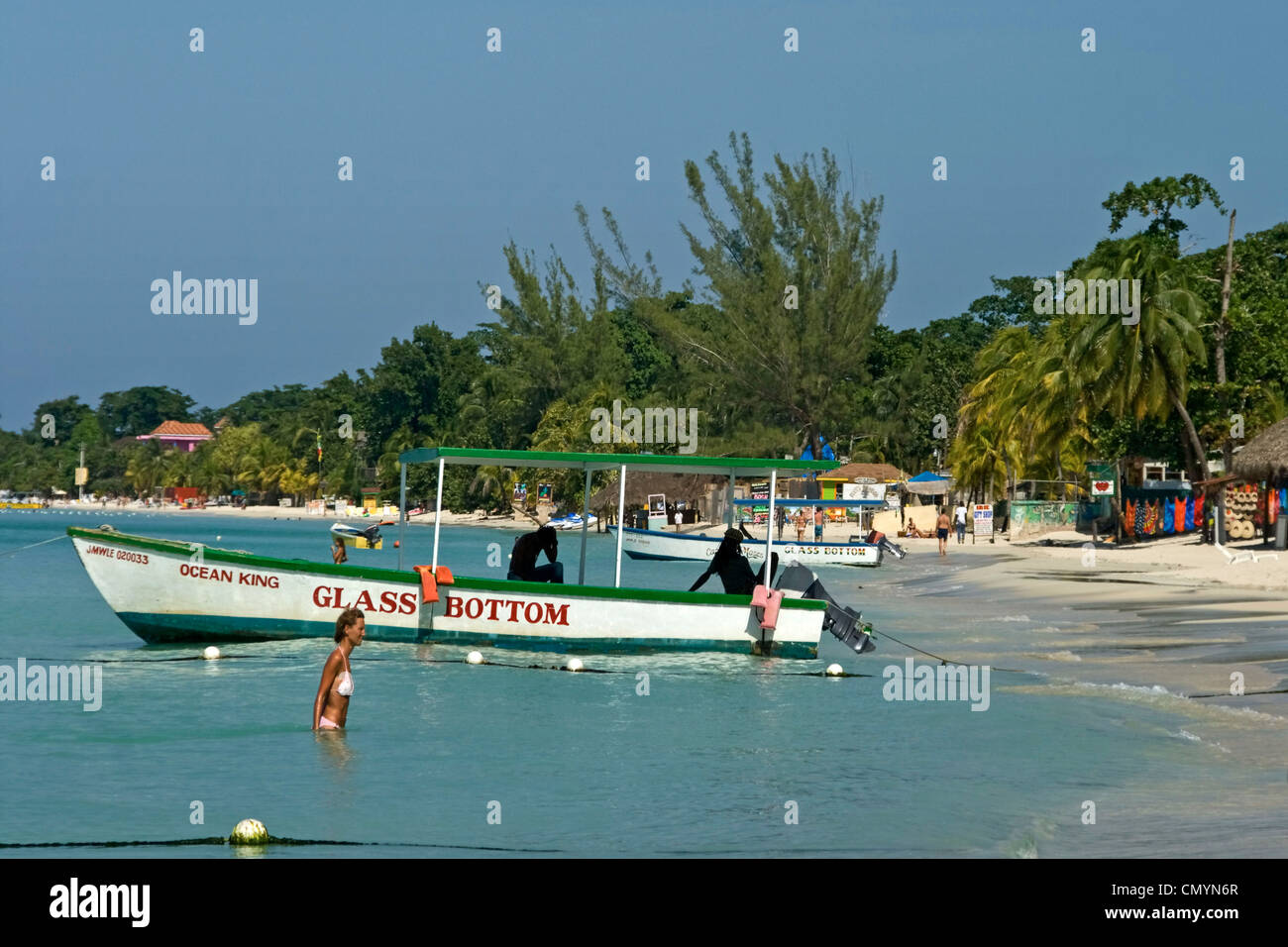 Jamaica Negril beach glass bottom boat Stock Photo Alamy