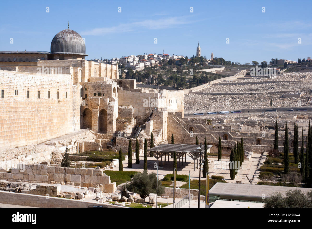 View from the Old City walls on the Mount of Olives in East Jerusalem ...