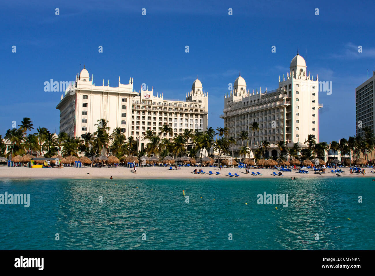Aruba, Palm Beach, West Indies, Dutch Carribean, Central America, Riu Hotel Casino Stock Photo