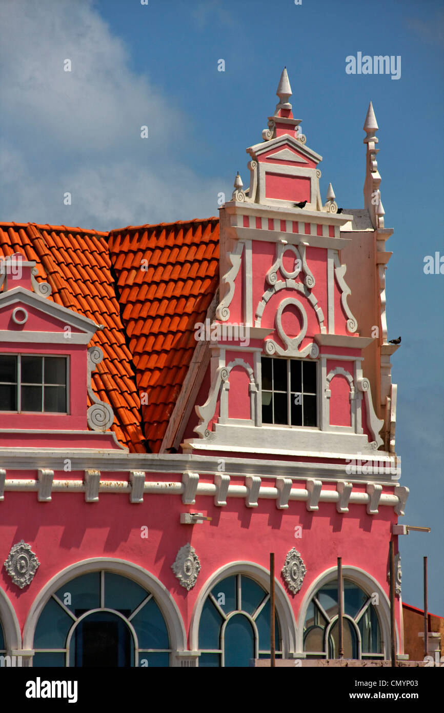 West Indies, Aruba, Oranjestadt, dutch style architecture at royal Plaza Shopping Mall Stock Photo