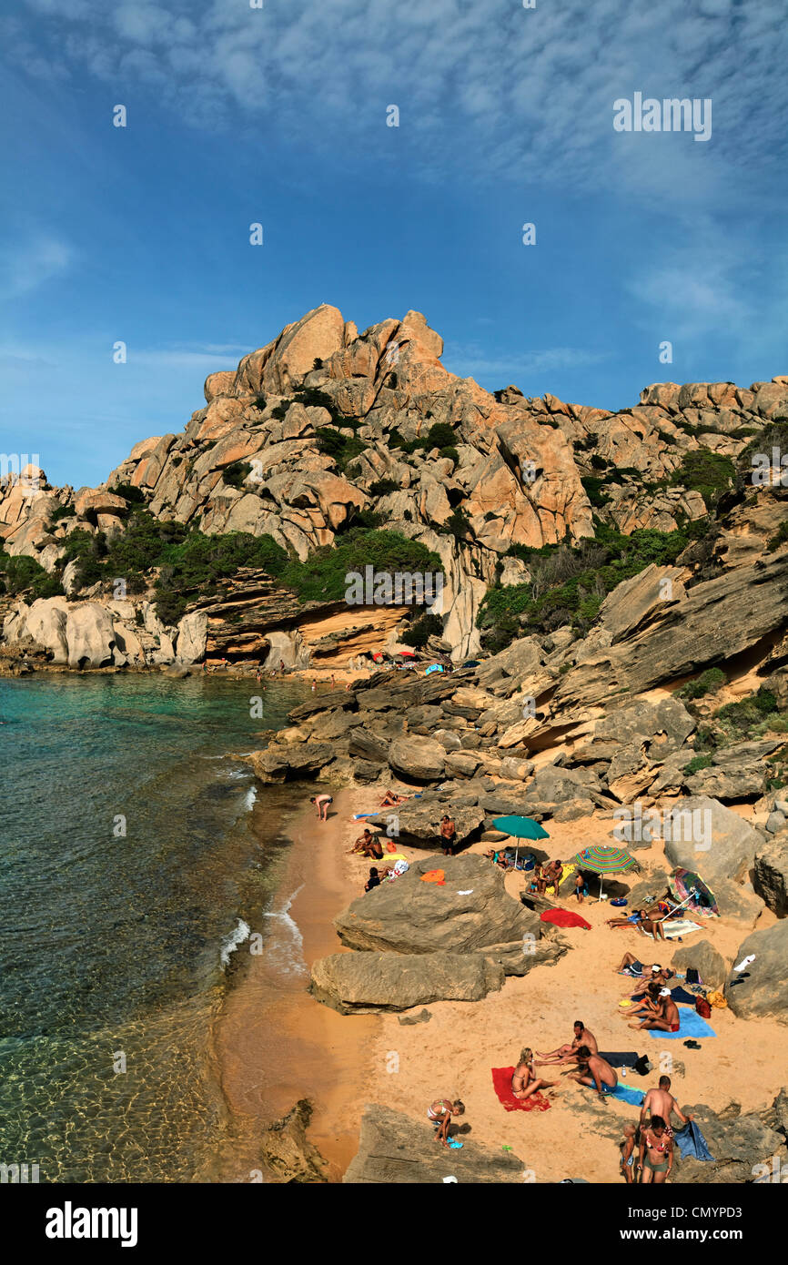 Italy Sardinia Capo Testa Cala Spinosa, sand beach with cristal clear