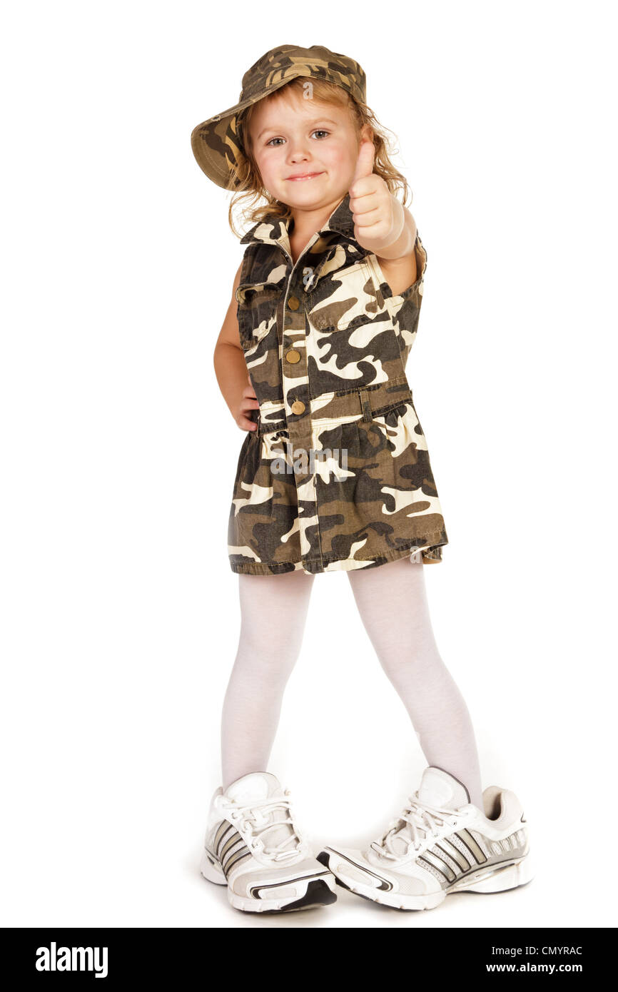 Beautiful girl with thumb up isolated on white Stock Photo - Alamy