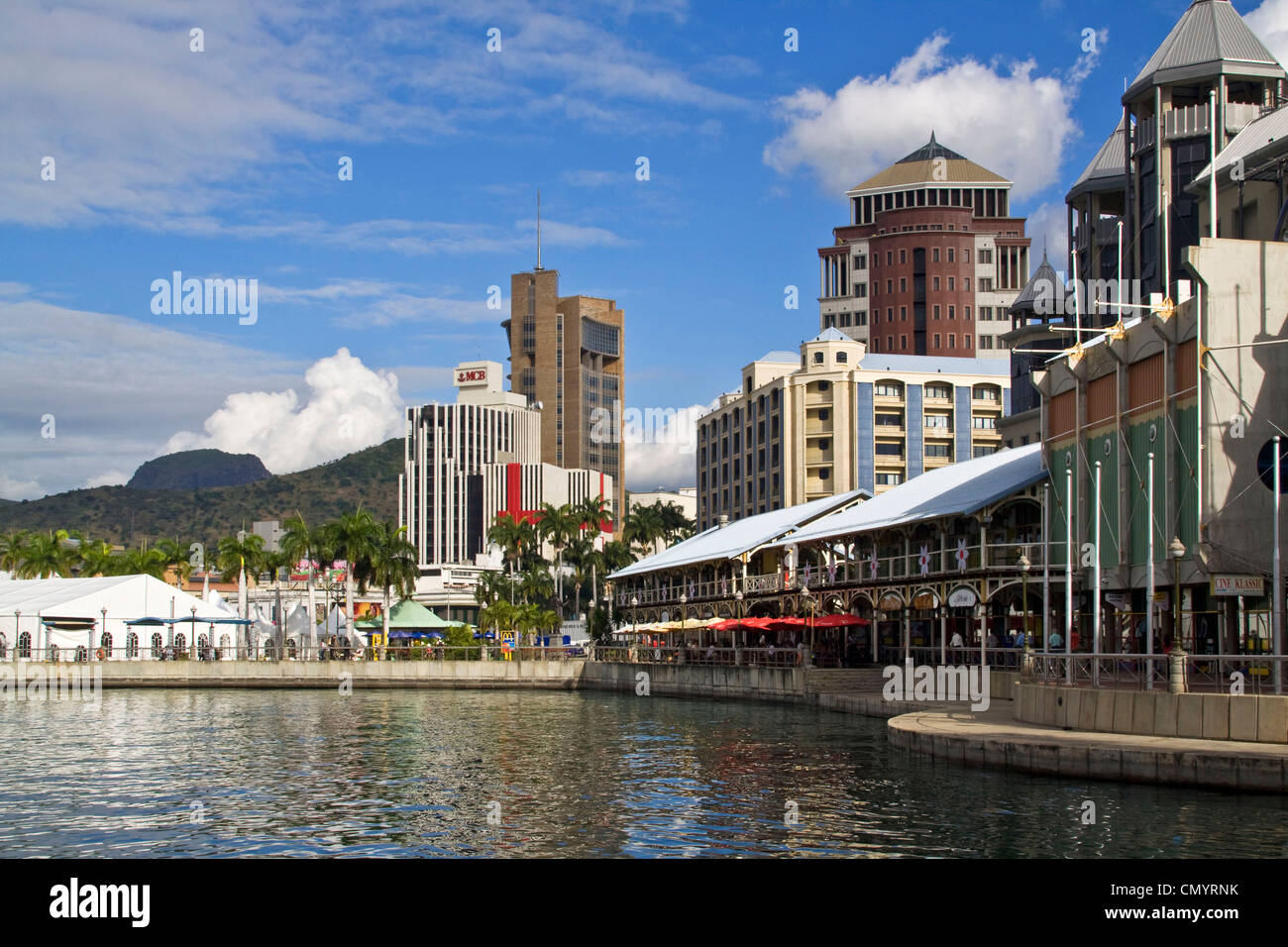 Port Louis, waterfront, downtown, city center, Mauritius, Africa Stock Photo