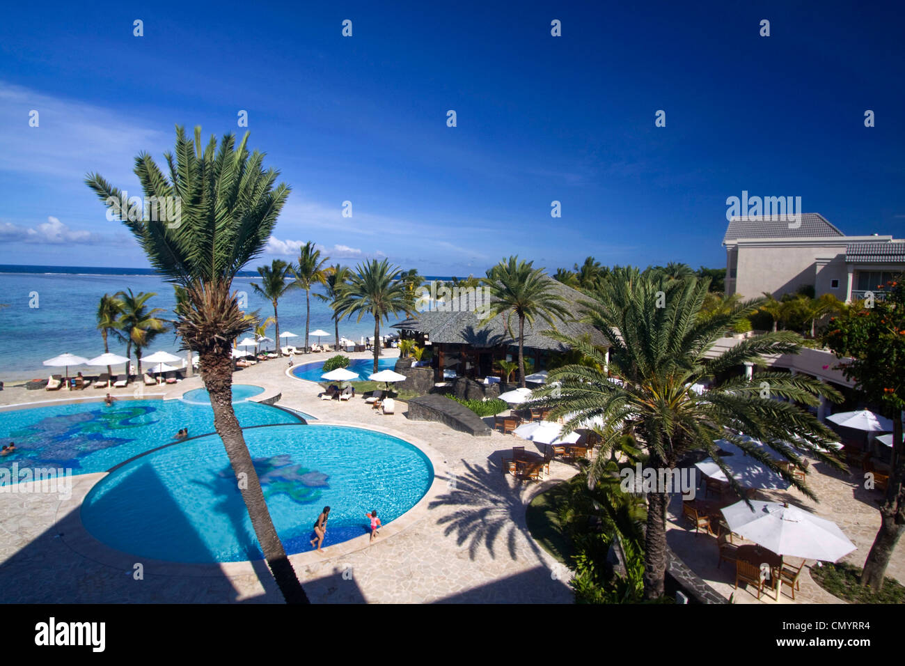 Pool of Hotel The Residence, Belle Mare plage, Mauritius, Africa Stock Photo