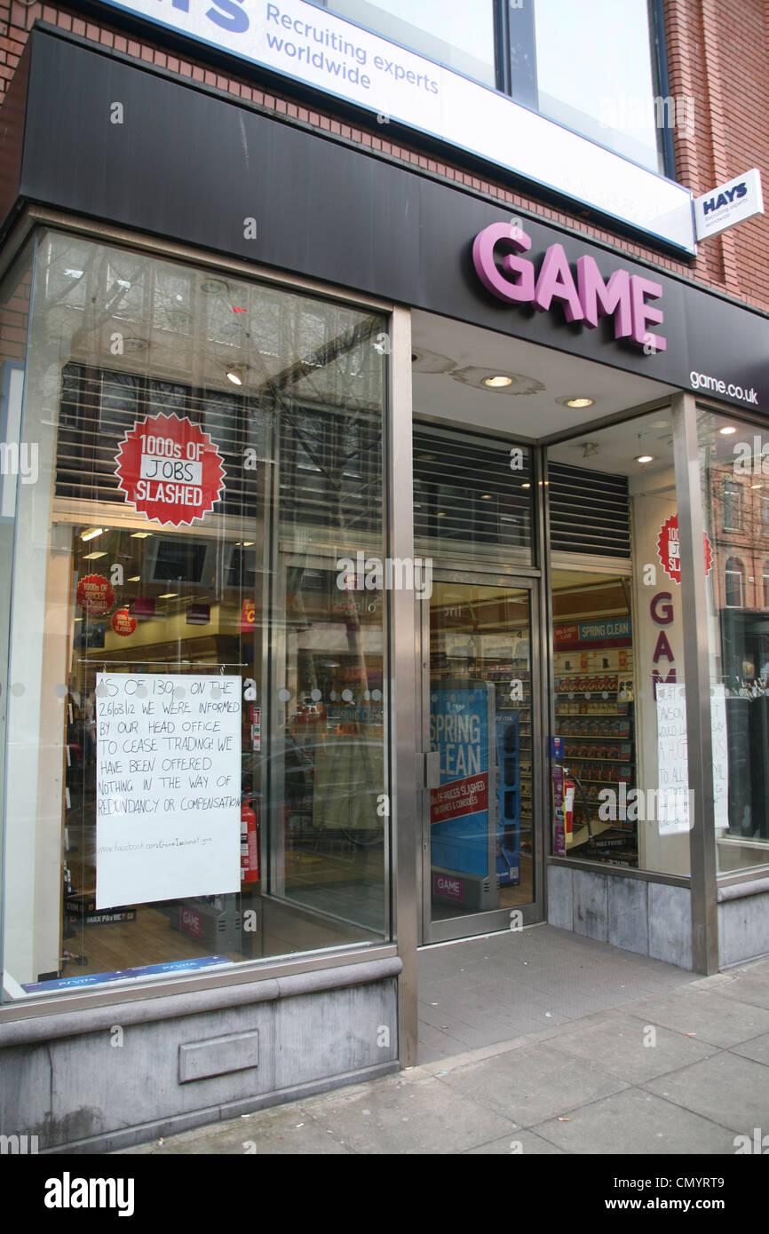 Game store on Dawson Street after it closed following the computer games group collapsed into administration Stock Photo