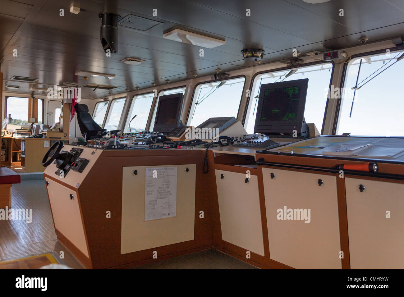 Ship S Bridge Of Modern Cargo Ship Montrose Scotland Stock