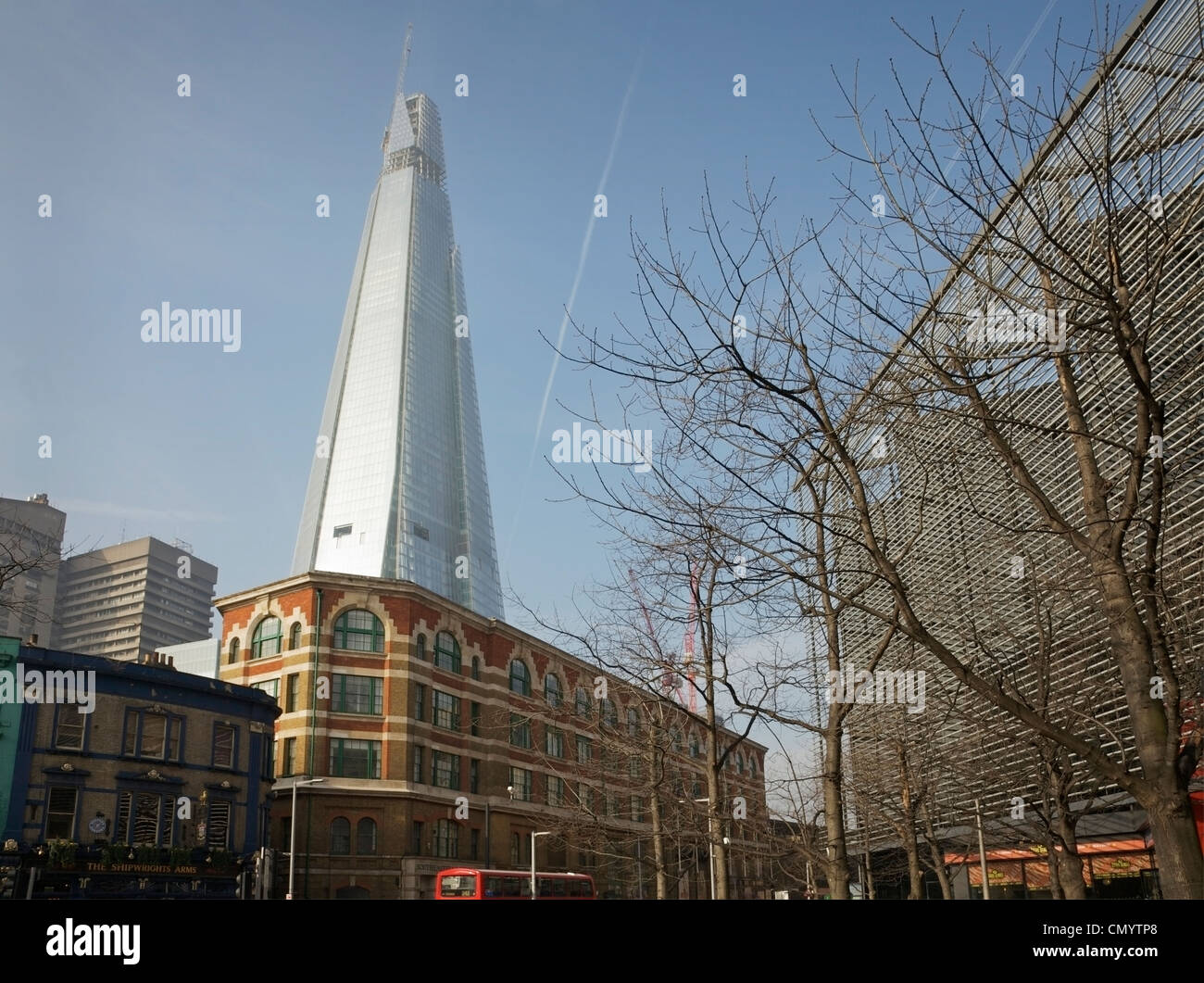 A London scene including Tooley Street and The Shard, London, UK. Stock Photo