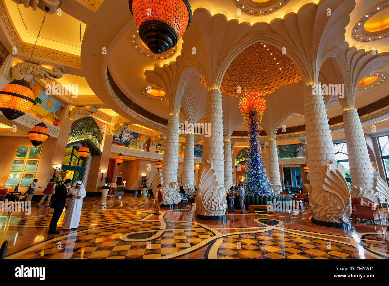 Lobby of Atlantis Hotel, The Palm Jumeirah, Dubai Stock Photo
