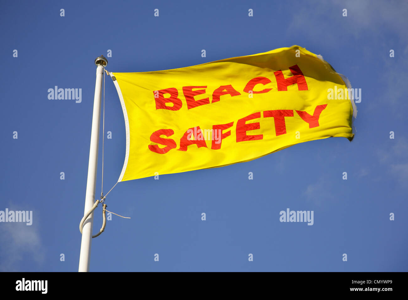 Beach safety flag, Central Promenade, Cleethorpes, England. Stock Photo