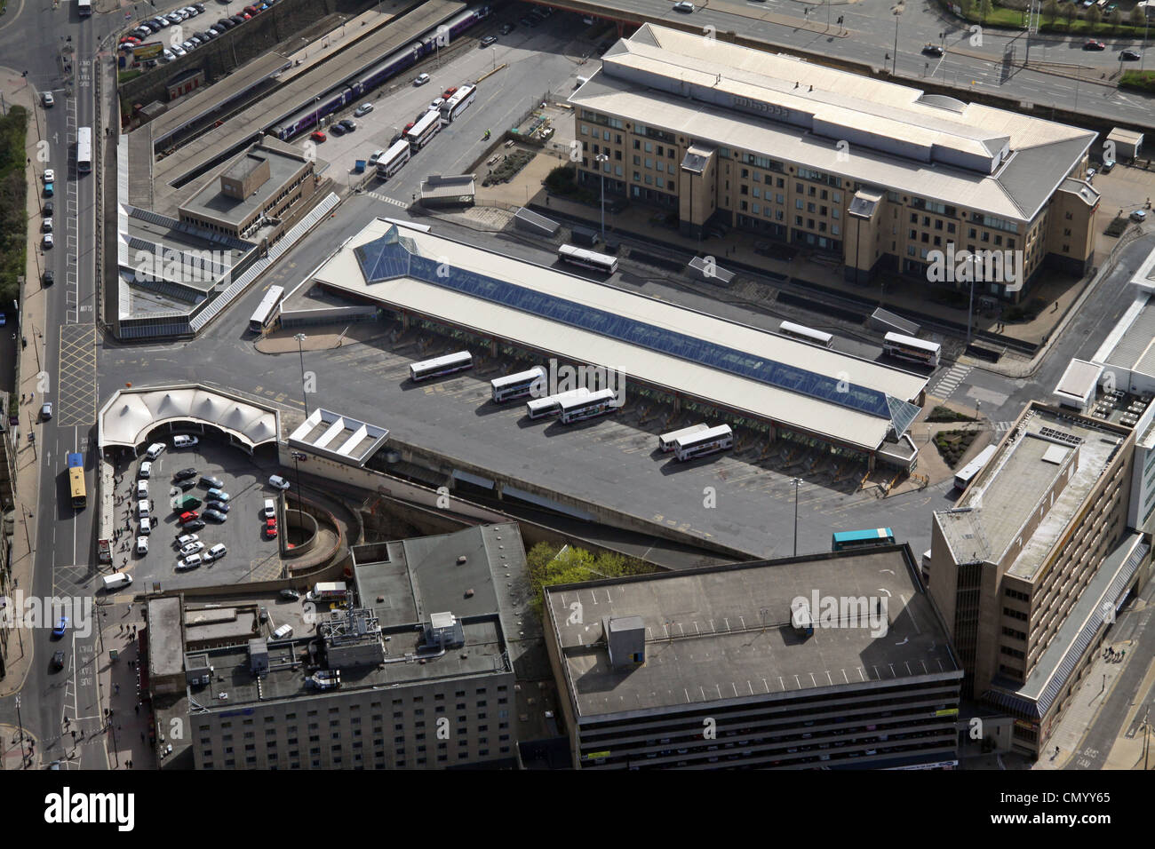 Aerial view of Bradford Interchange, bus station Stock Photo 47327901