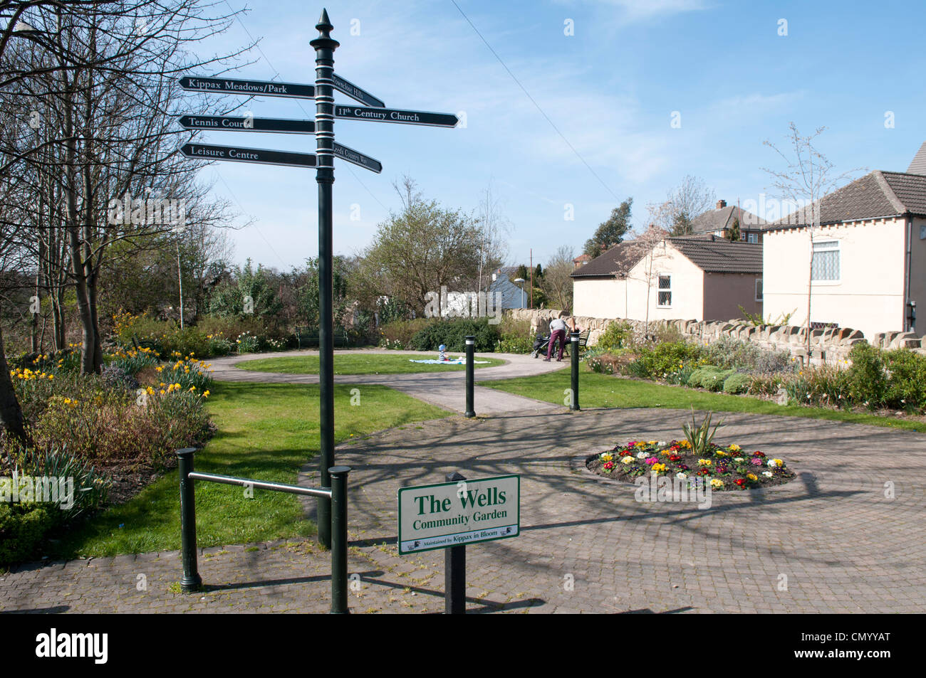 The Wells; Well Lane / High Street public garden, Kippax Stock Photo