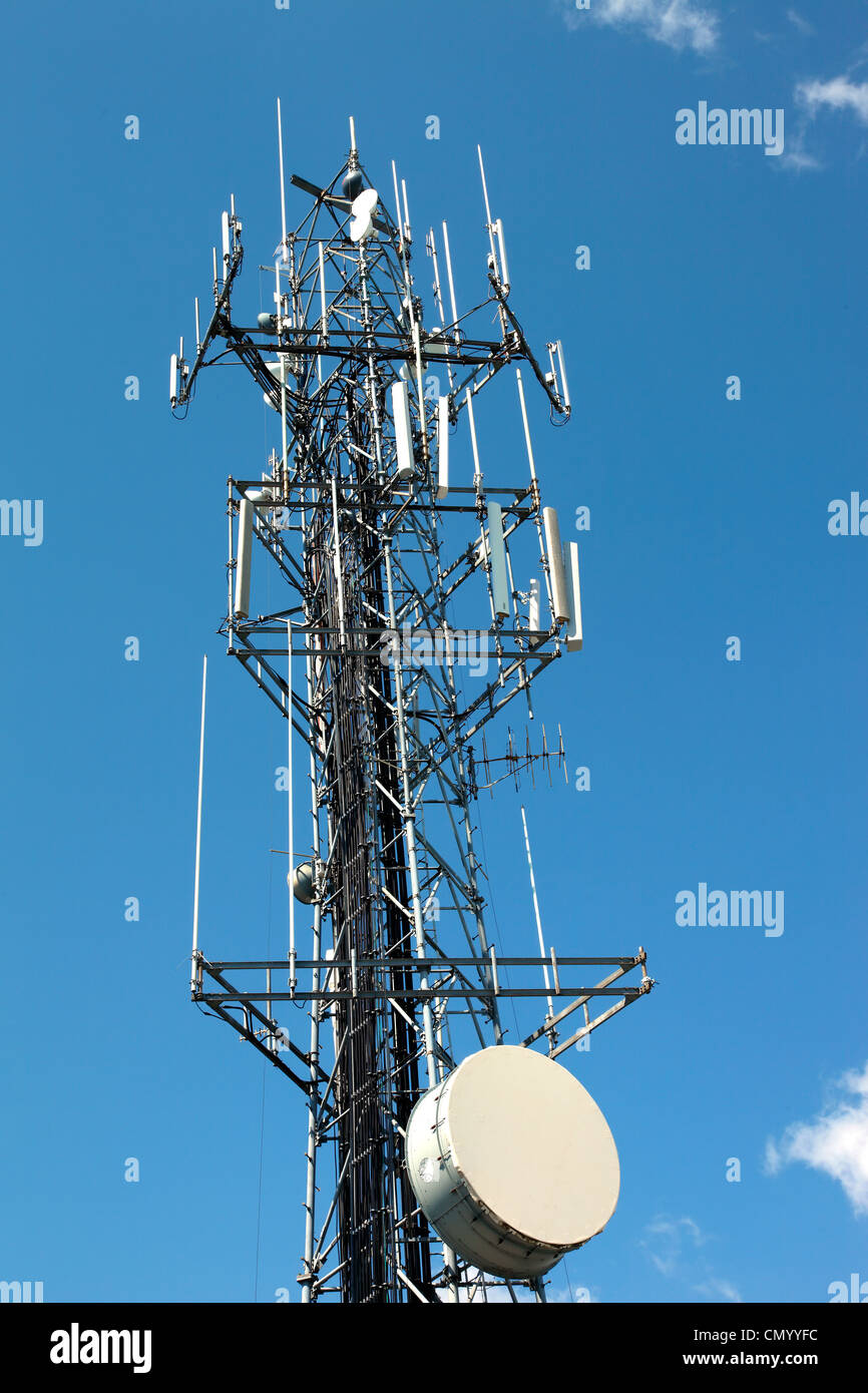 Satellite dishes, & cell towers technology Stock