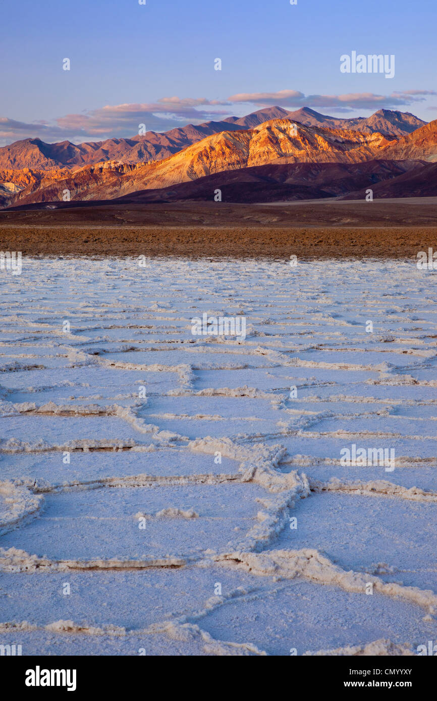 Salt Polygons near Badwater Basin, Death Valley, California USA Stock Photo