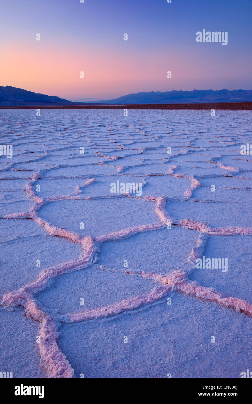 Salt Polygons near Badwater Basin, Death Valley, California, USA Stock Photo