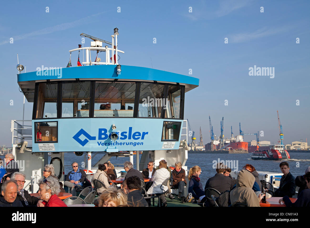 passenger ferry at harbour of Hamburg, Germany Stock Photo