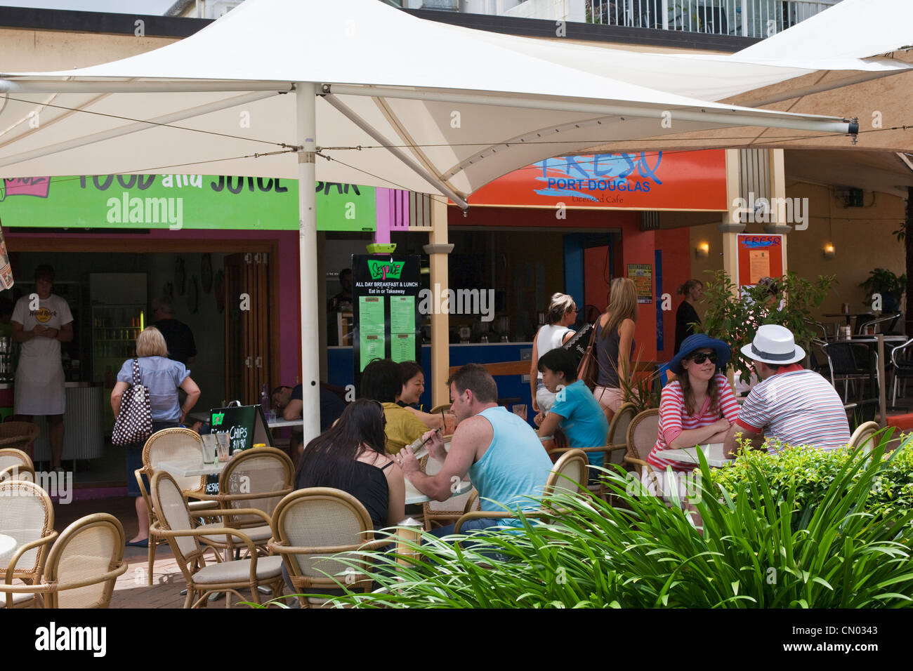 Cafe culture in the resort town of Port Douglas, Queensland, Australia Stock Photo
