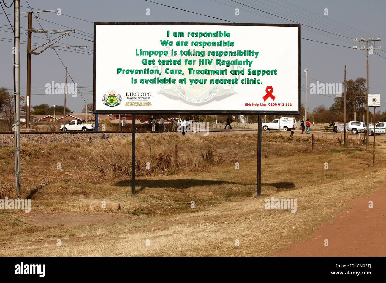 The HIV/AIDS Awareness Poster in Limpopo, RSA Stock Photo