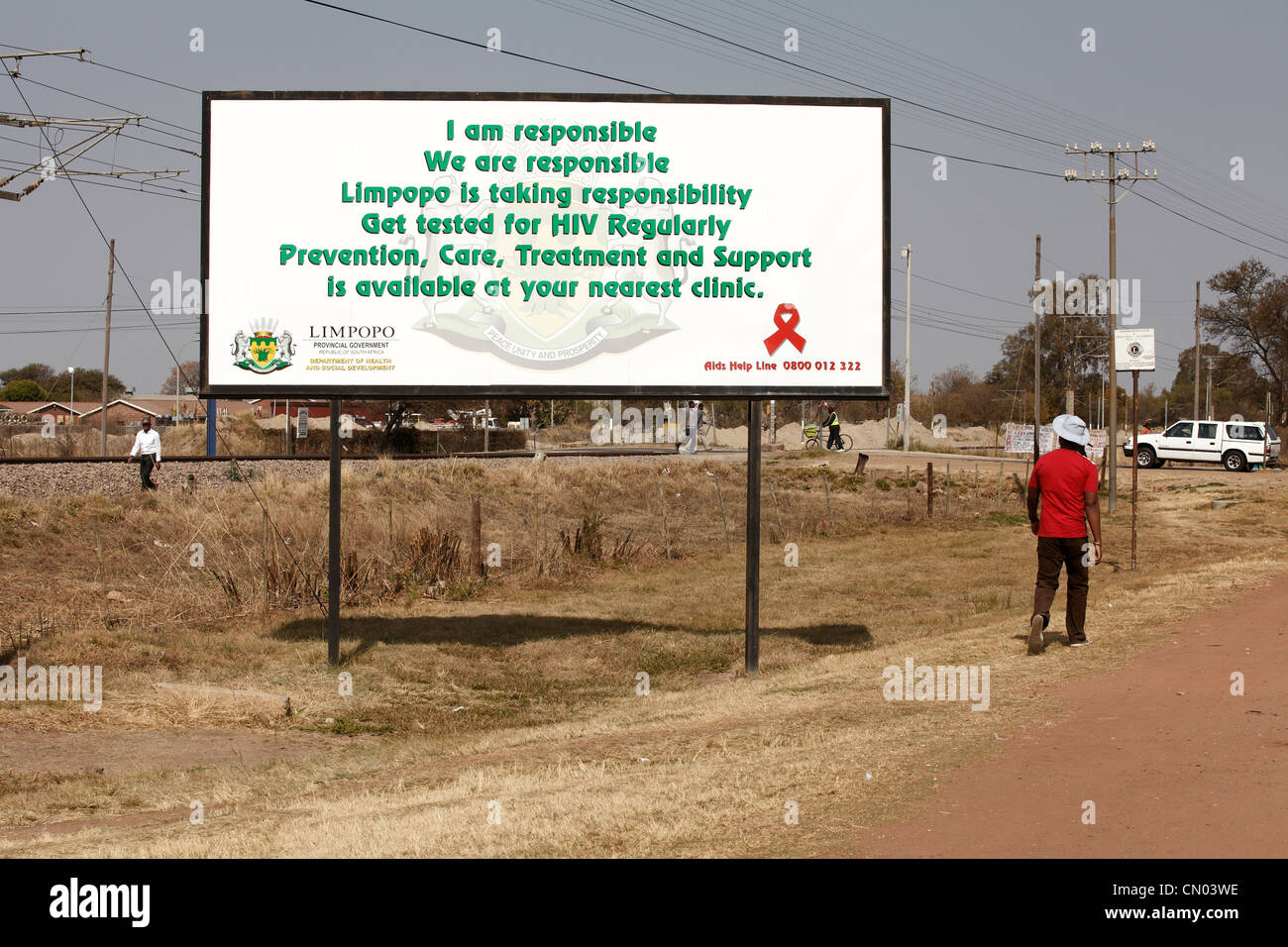 The HIV/AIDS Awareness Poster in Limpopo, RSA Stock Photo