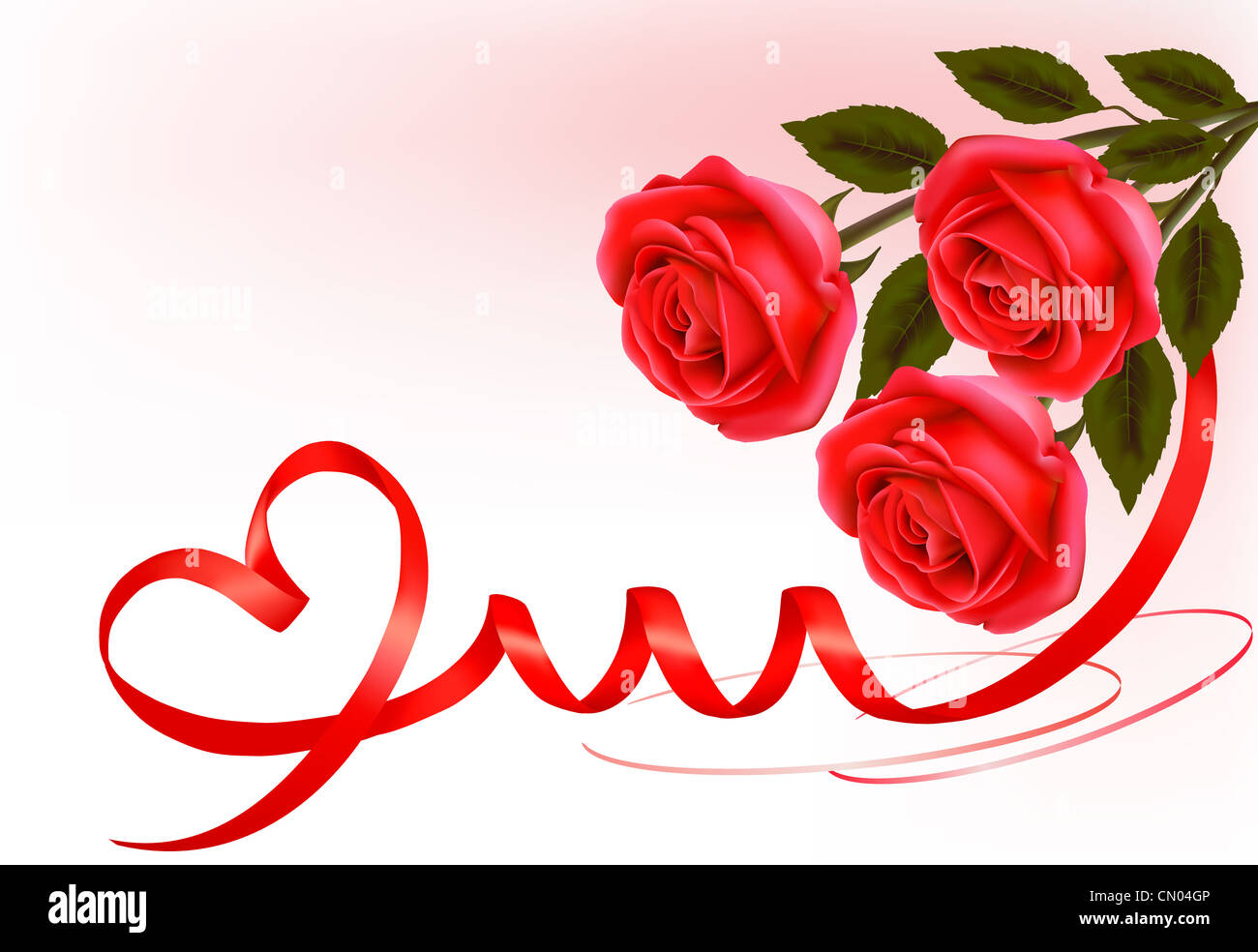 Three roses with heart. Valentine background Stock Photo - Alamy