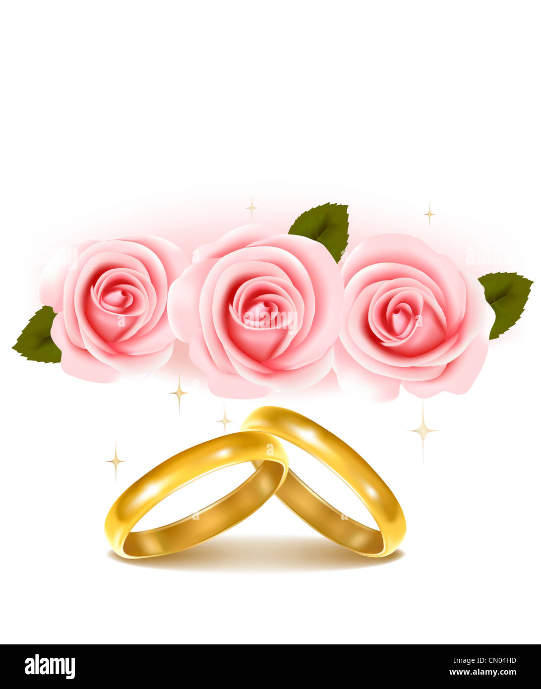 Background with wedding rings and roses bouquet Stock Photo - Alamy