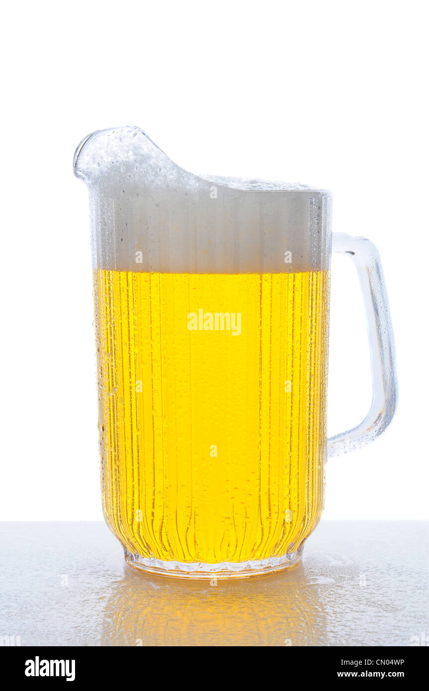 Pitcher of beer on a wet bar counter top Stock Photo Alamy