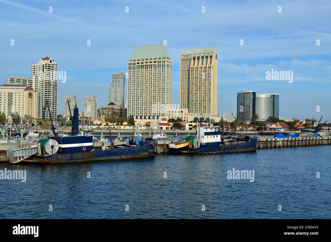 Skyscrapers in the water front. San Diego, California, USA. Stock Photo