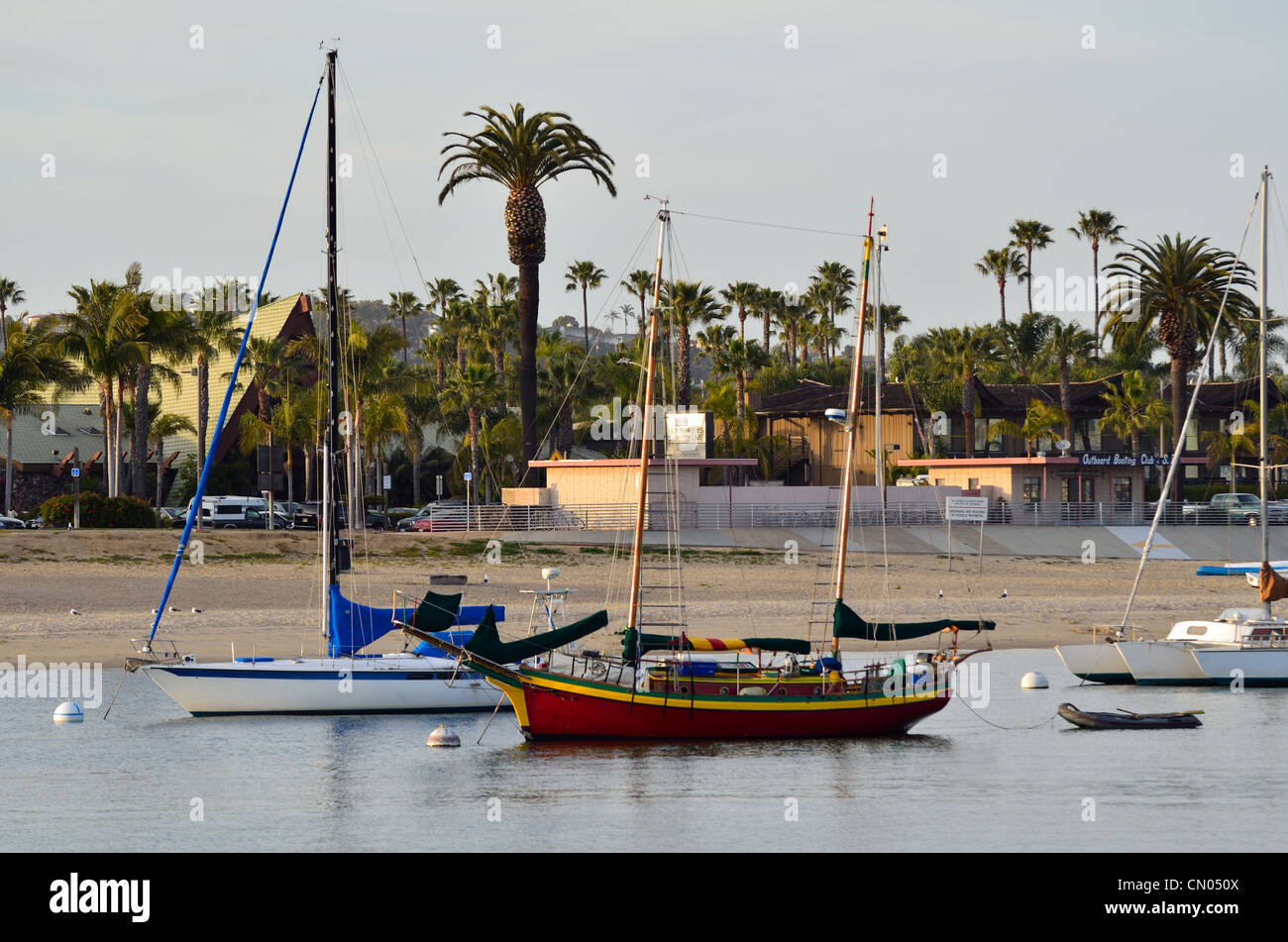 Sail boats along Pacific coast. San Diego, California, USA. Stock Photo