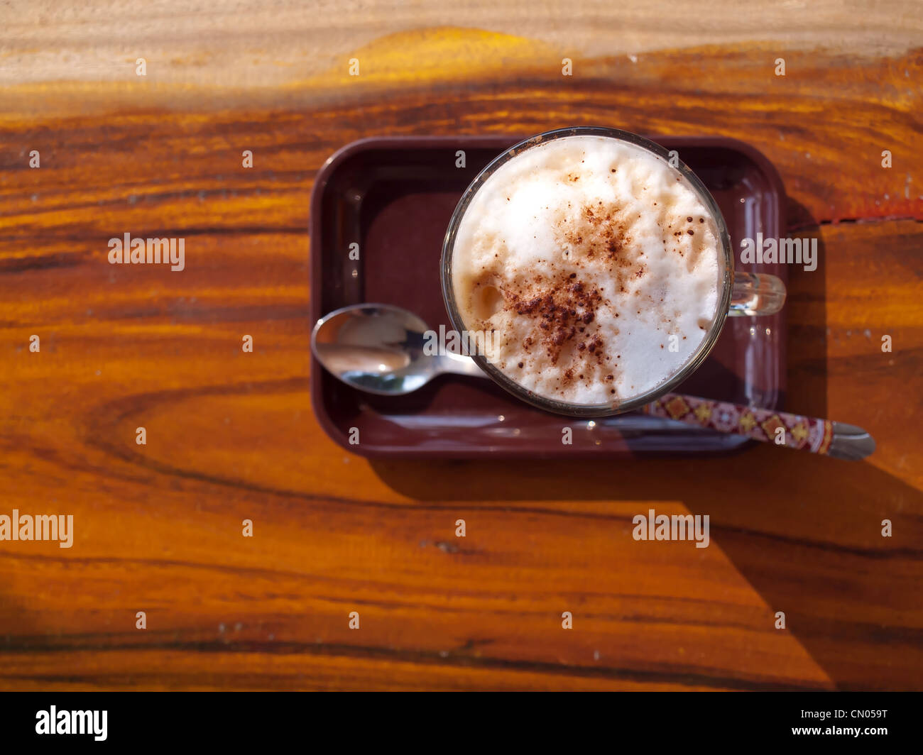 Top view of cup of coffee latte Stock Photo
