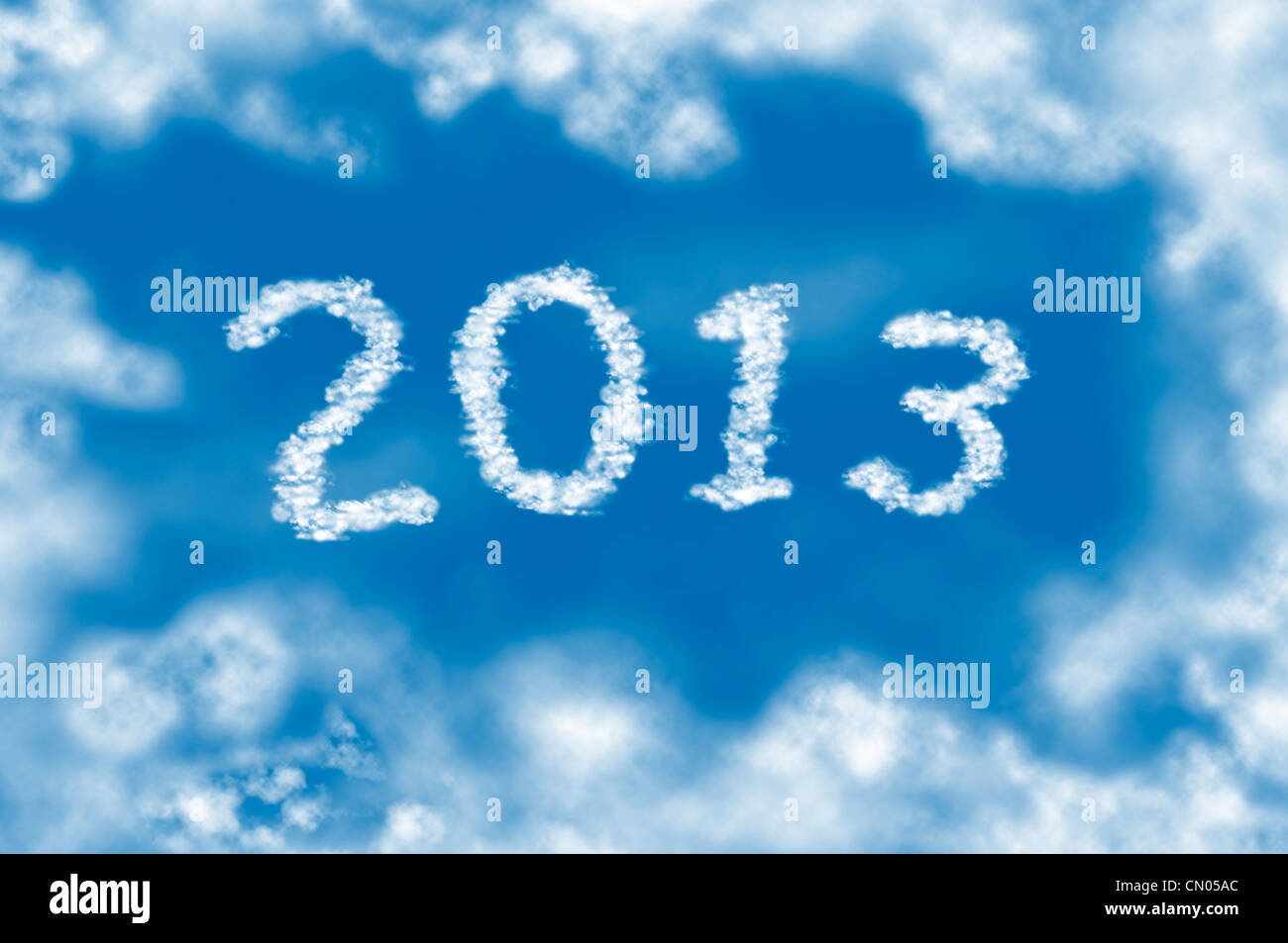 Year 2013 cloud and blue sky on sunny day. Stock Photo