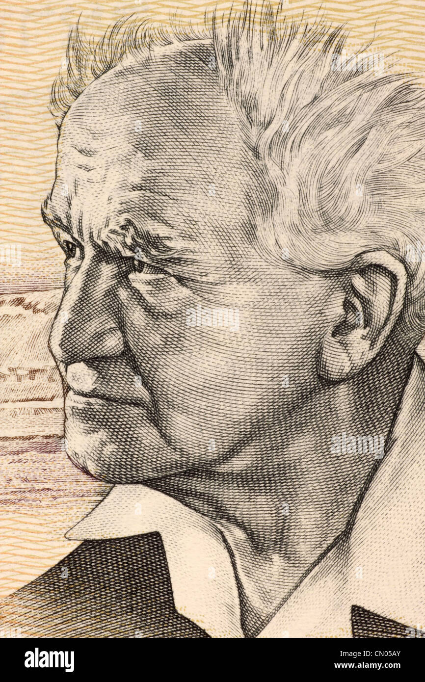 David Ben Gurion (1886-1973) on 50 Sheqalim 1978 Banknote from Israel. Founder and first Prime Minister of Israel. Stock Photo