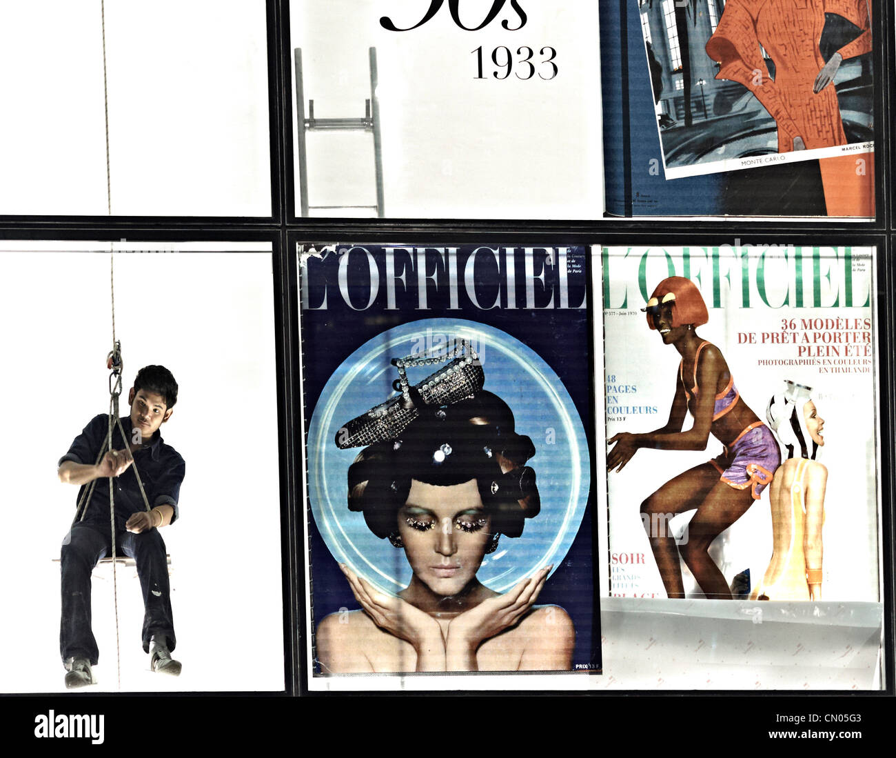 Window dresser at work Stock Photo Alamy