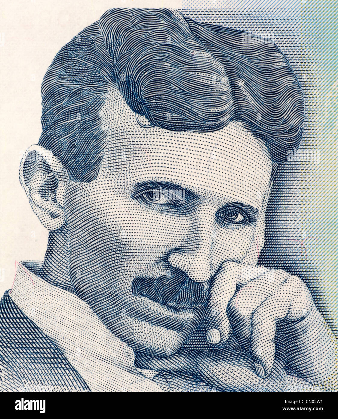 Nikola Tesla on 100 Dinara 2006 Banknote from Serbia. Best known as the Father of Physics. Stock Photo