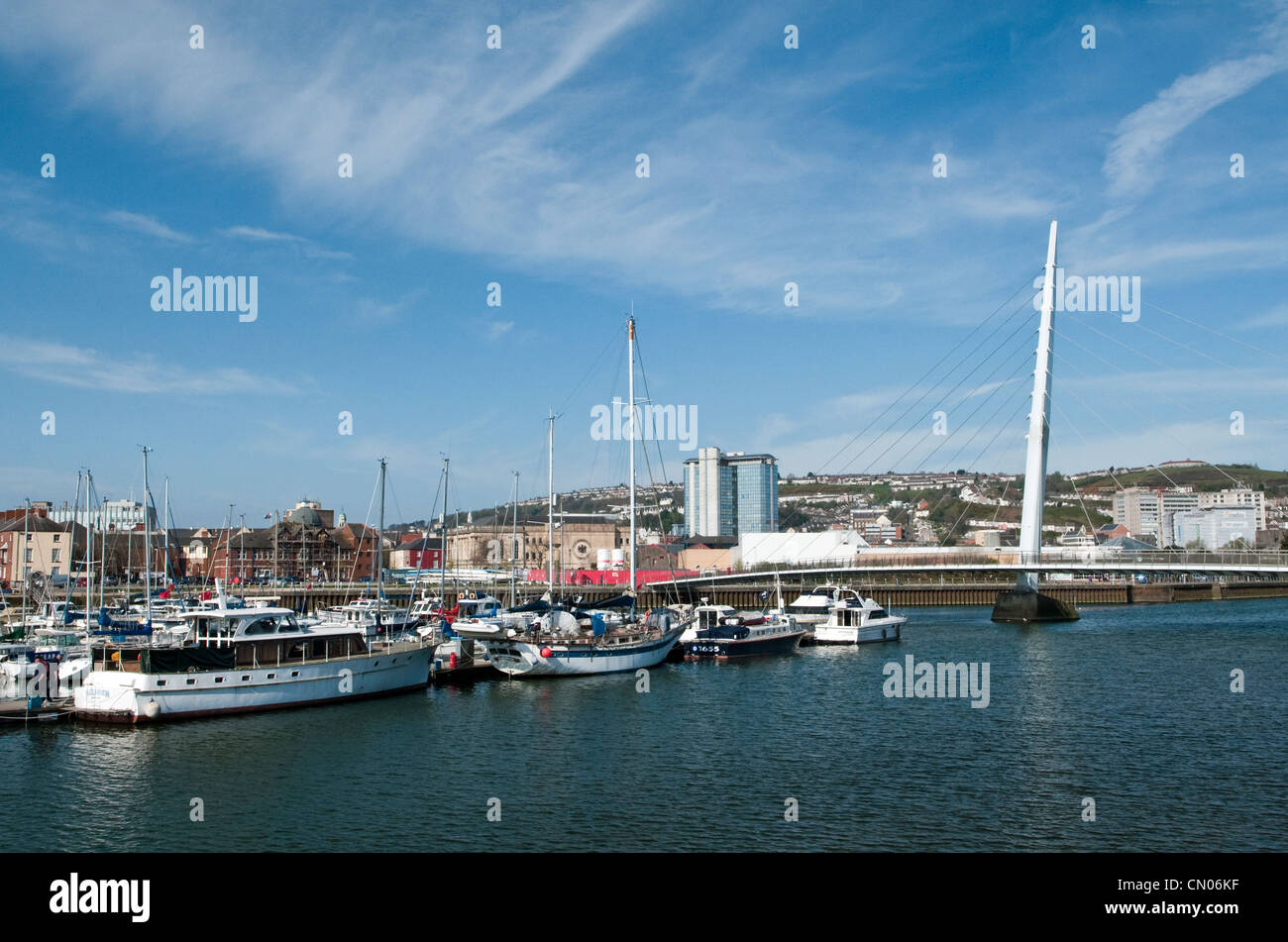 Swansea Marina along the River Tawe in Swansea south Wales Stock Photo