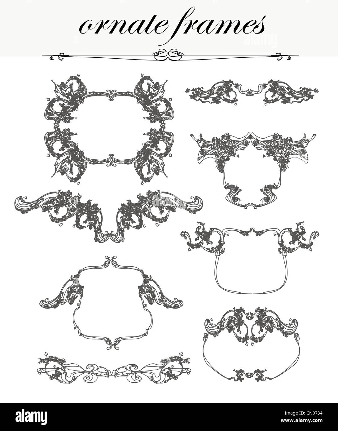 vector set: calligraphic design elements and frames Stock Photo - Alamy