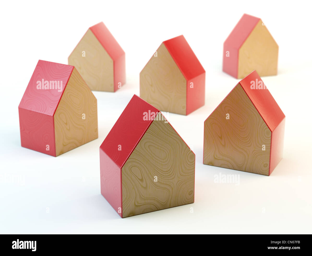 Block Shape House 3D wooden house shaped blocks Stock Photo - Alamy
