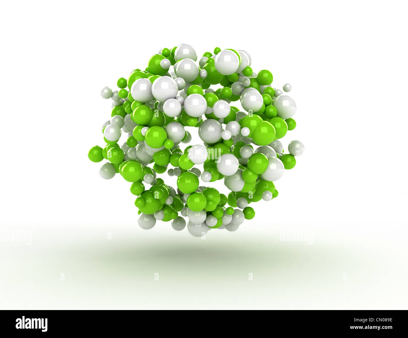 Abstract 3d spheres green and white molecules Stock Photo - Alamy