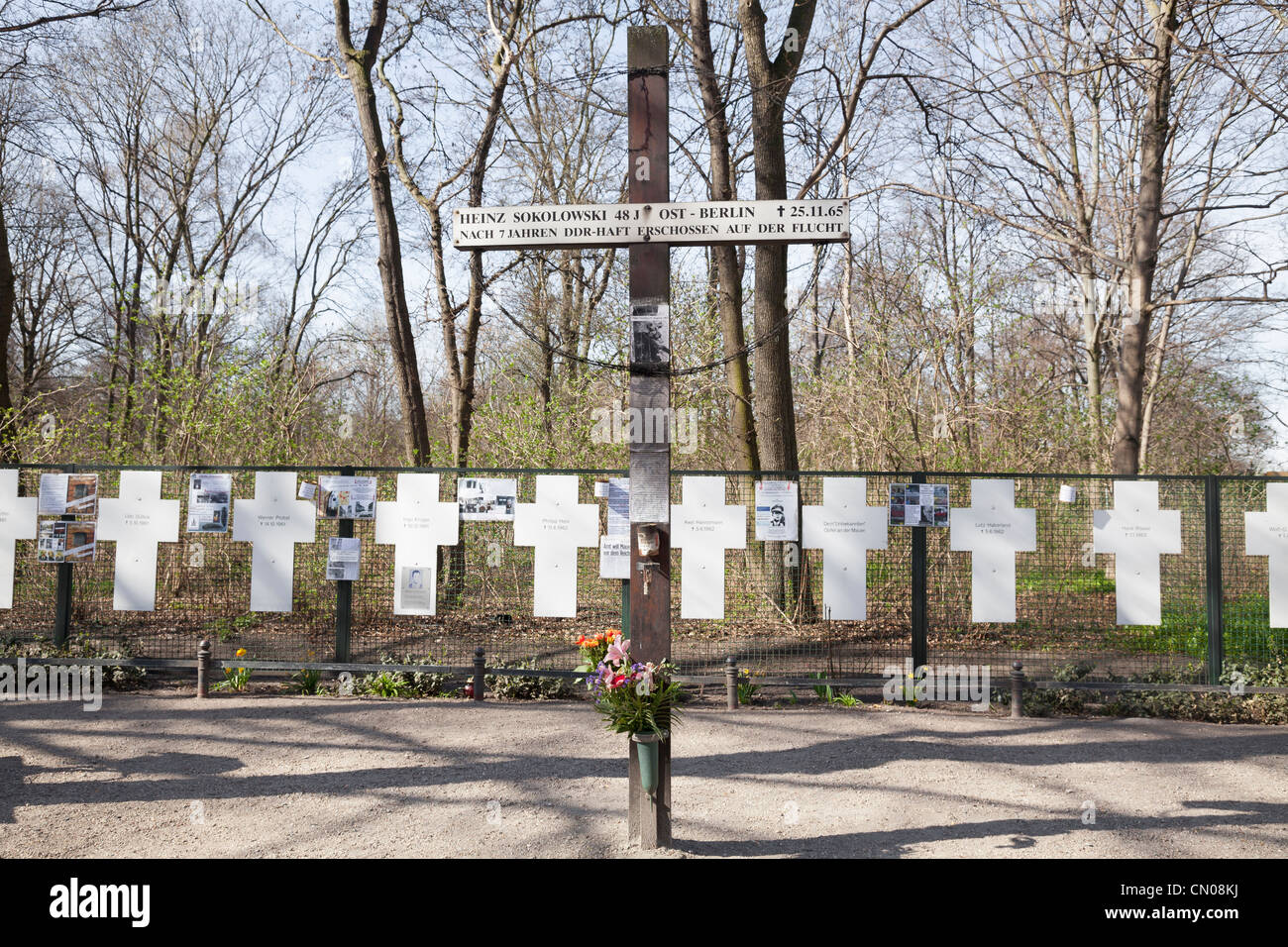 White crosses memorial by the Reichstag, Berlin, Germany Stock Photo