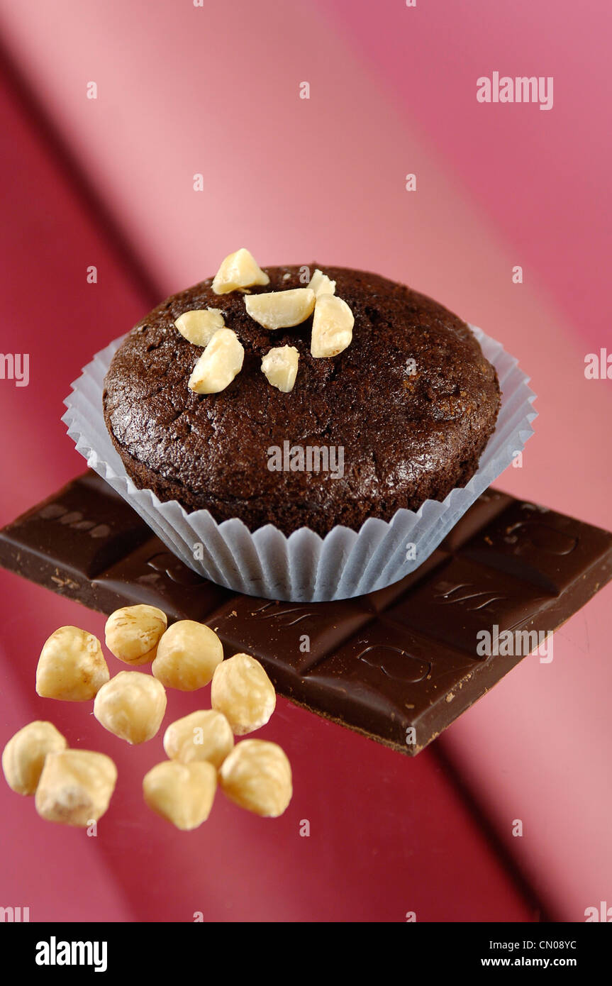 Muffin with chocolate and hazelnut Stock Photo