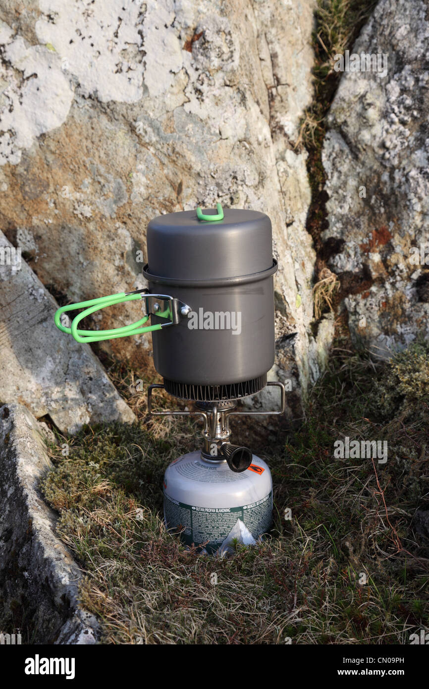 Gas Stove and Optimus Cooking Set Showing Heat Exchanger to Help