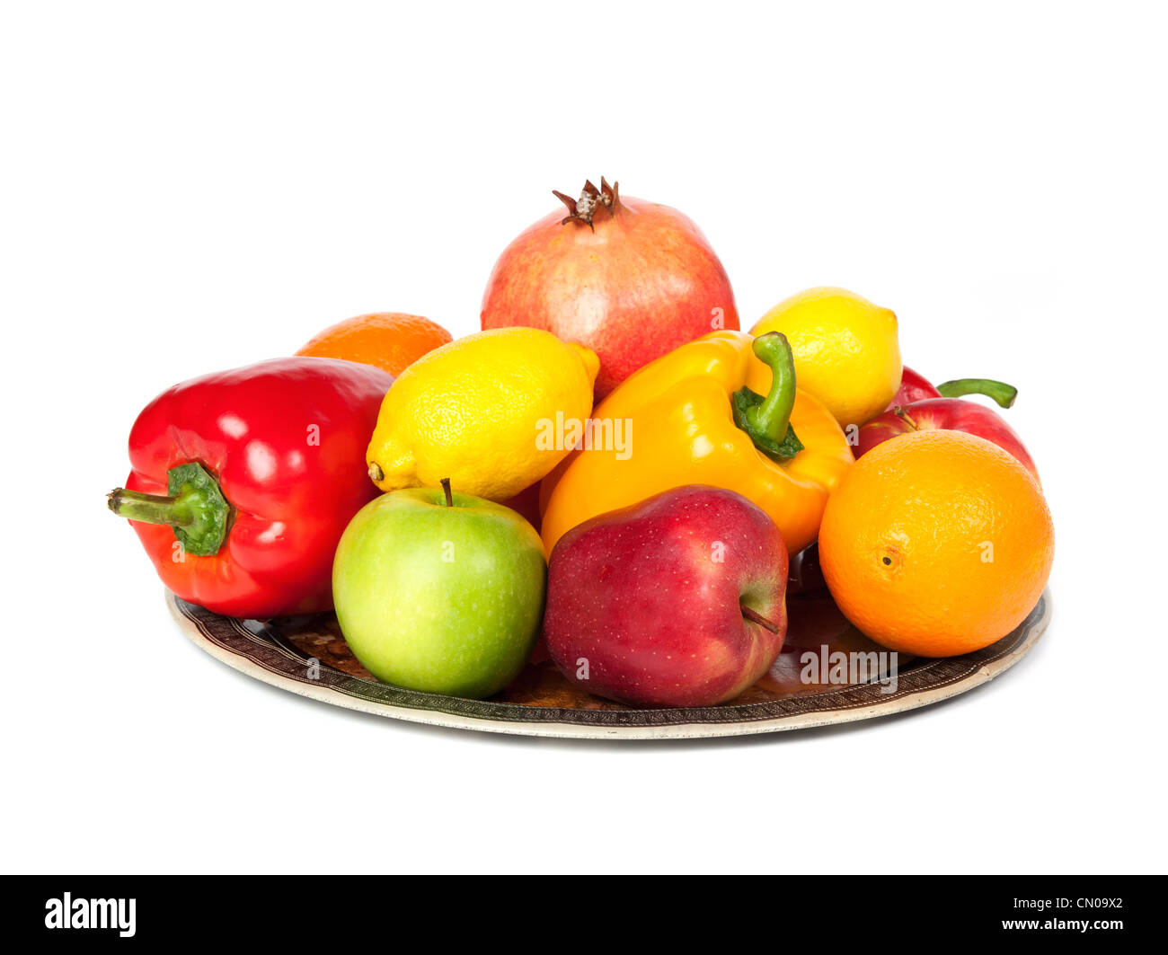 Fruits and vegetables against the white background. Stock Photo