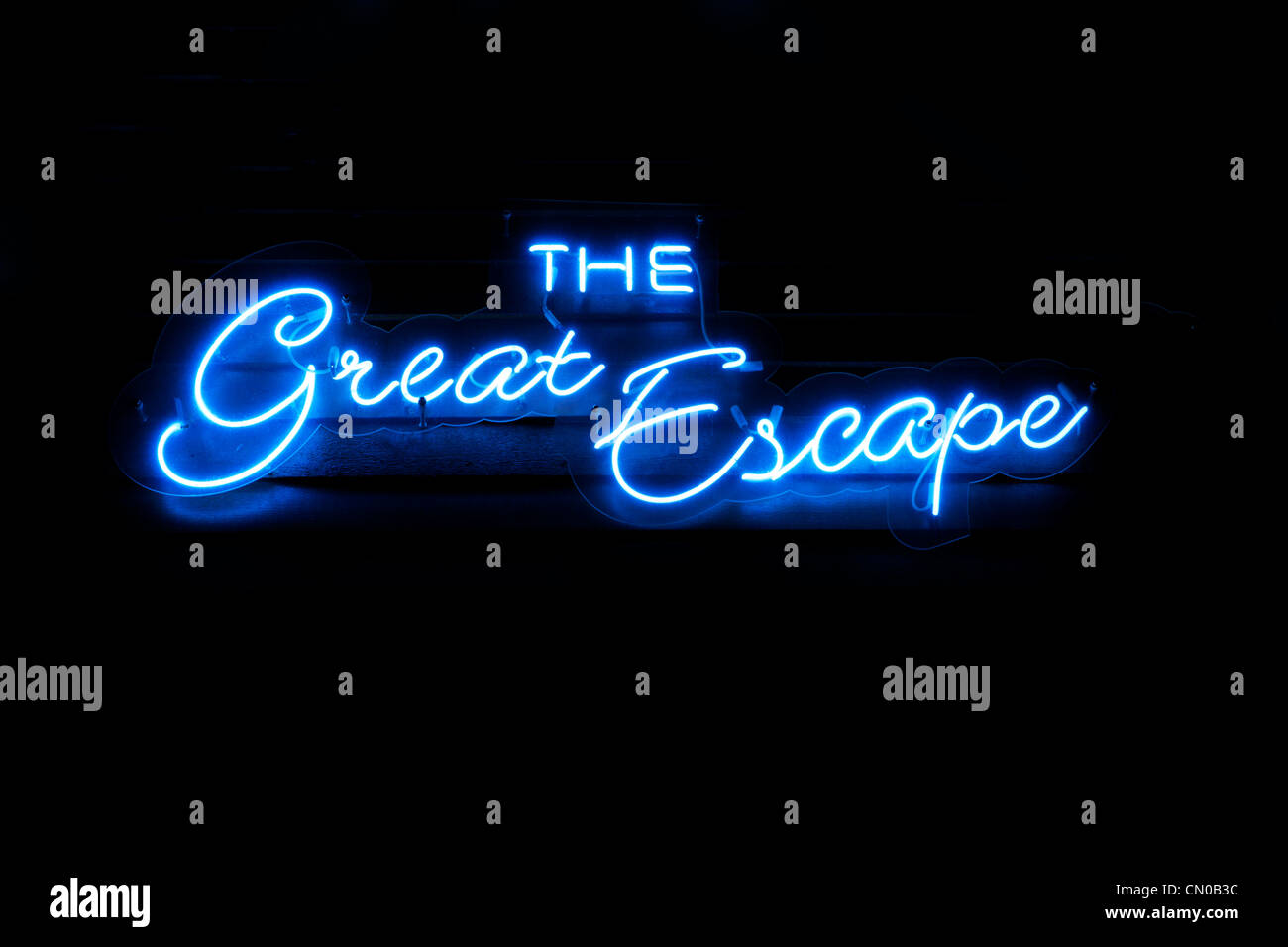 Neon 'Great Escape' sign Stock Photo Alamy