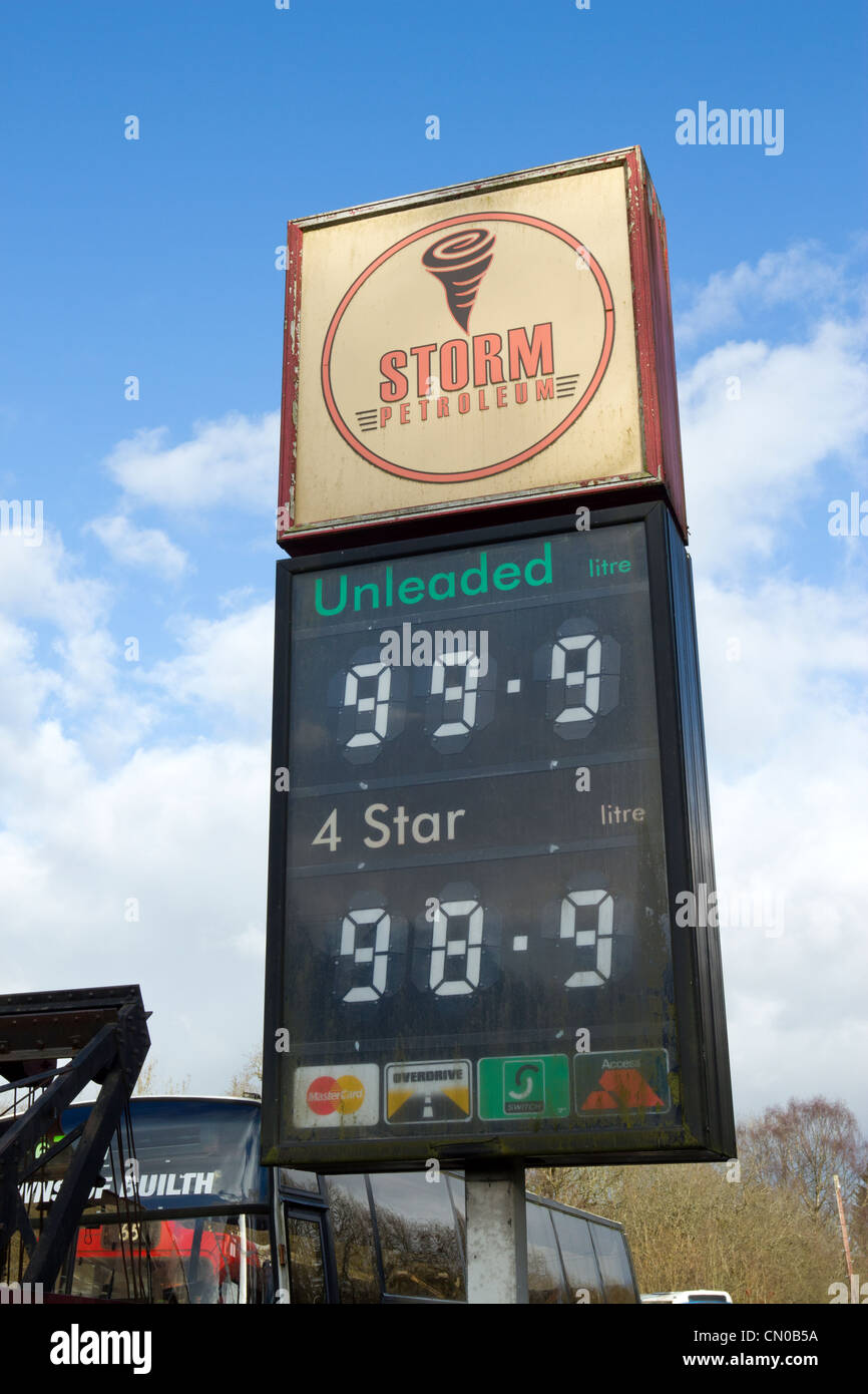 Old closed British petrol station prices sign. Stock Photo