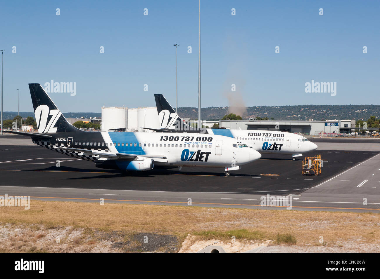 Airport Australia Australian OzJet Perth Plane Planes Runway Stock Photo